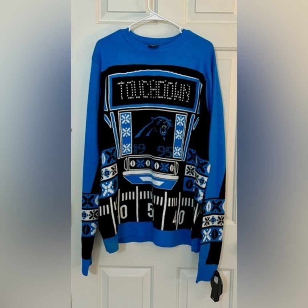 OFFICIAL NFL CAROLINA PANTHERS LED SWEATER, NEW WITH TAGS